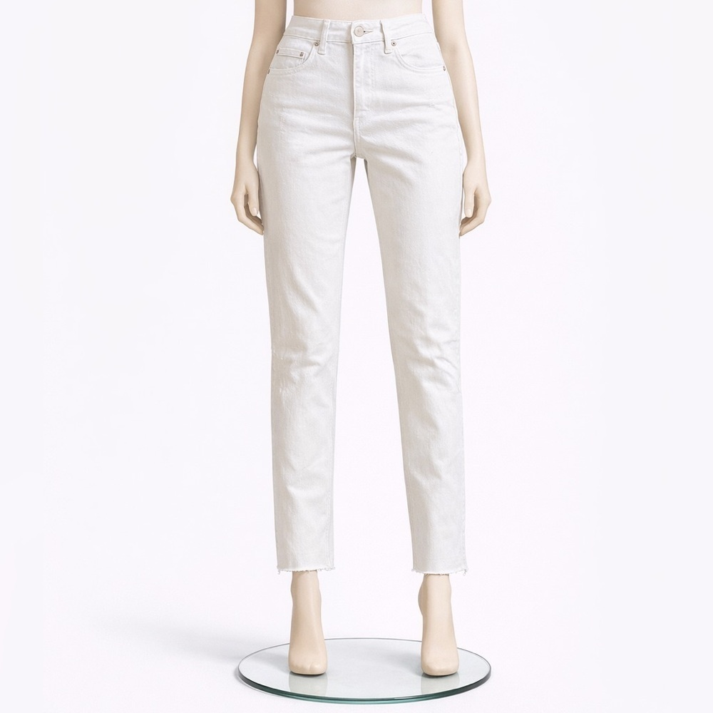 ESCADA White Jeans Vintage High Waist Pants Size 34 Frayed Hems